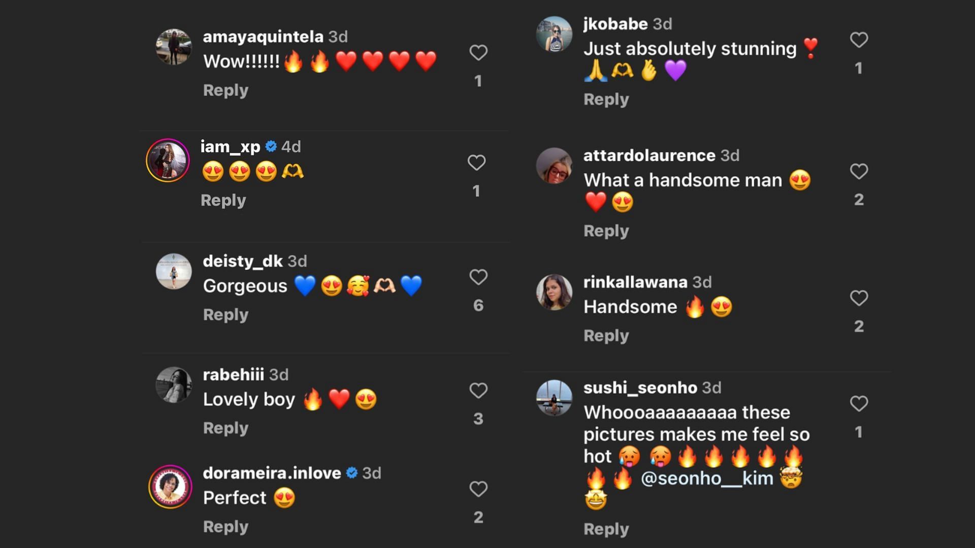 Other reactions from internet users (Image via Instagram/@seonho_kim)